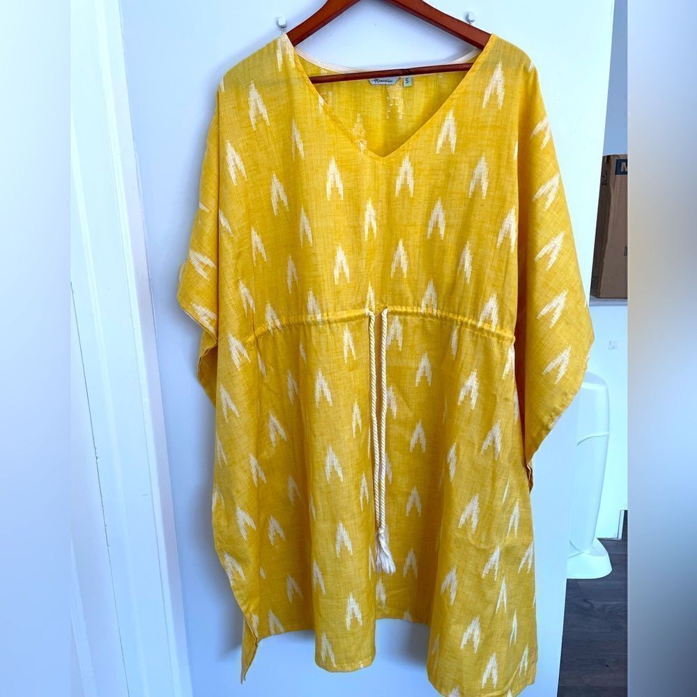Womens size small butter yellow Kaftan kimono summer dress - Picture 6 of 6